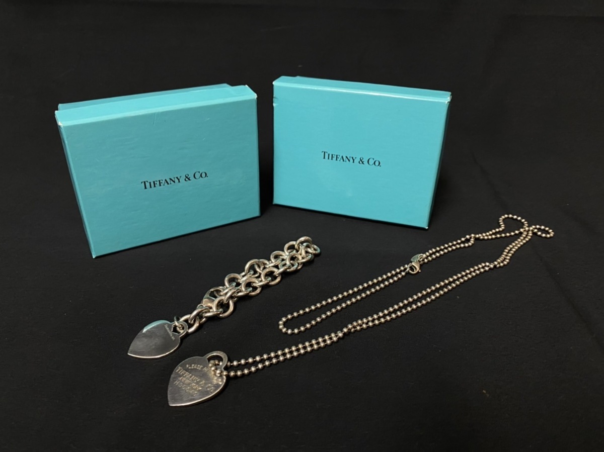 ☆ Tiffany&Co. ティファニー シルバー ハートプレートブレス 925 ハートネックレス まとめて