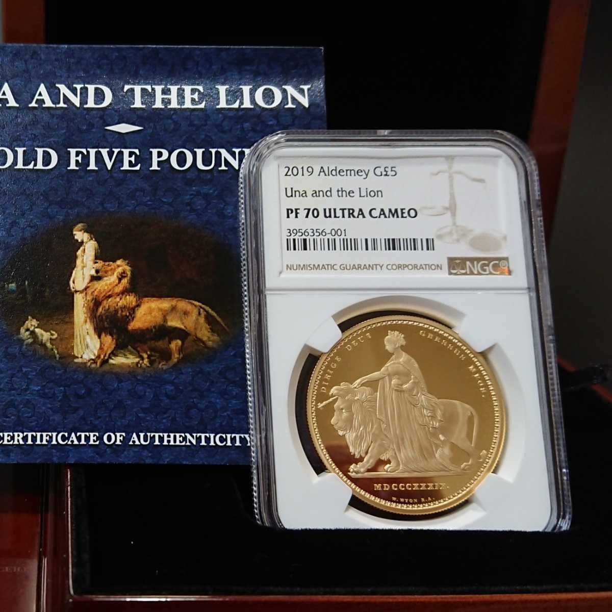 ウナとライオン 2019年 オルダニー 5ポンド NGC PF70 40g 金貨 ウナ 