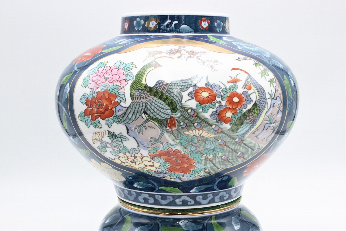 行董】 金龍窯 博山作 伝統工芸 美術窯 有田焼 高さ49cm 飾