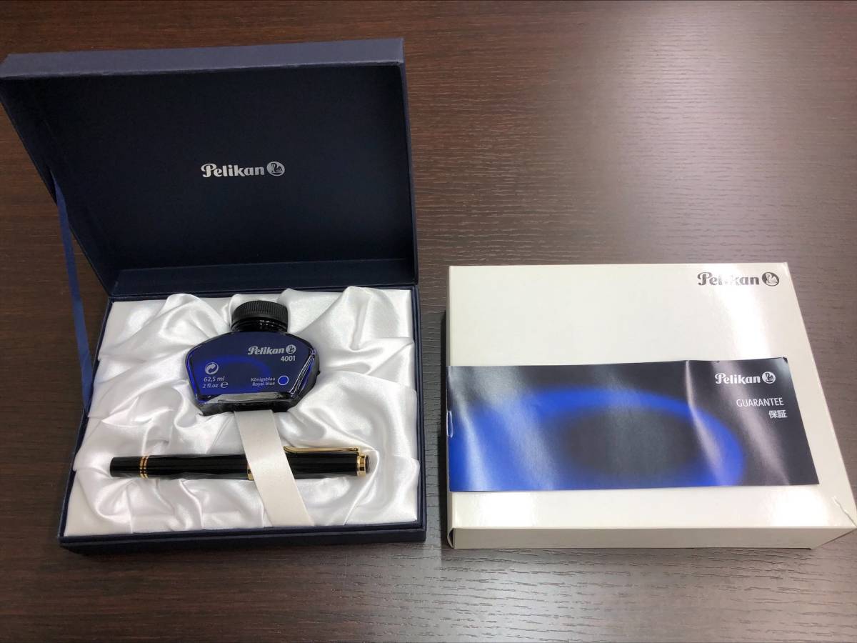 #2121【未使用】Pelikan ペリカン ブラック 万年筆 14C-585 F インク付