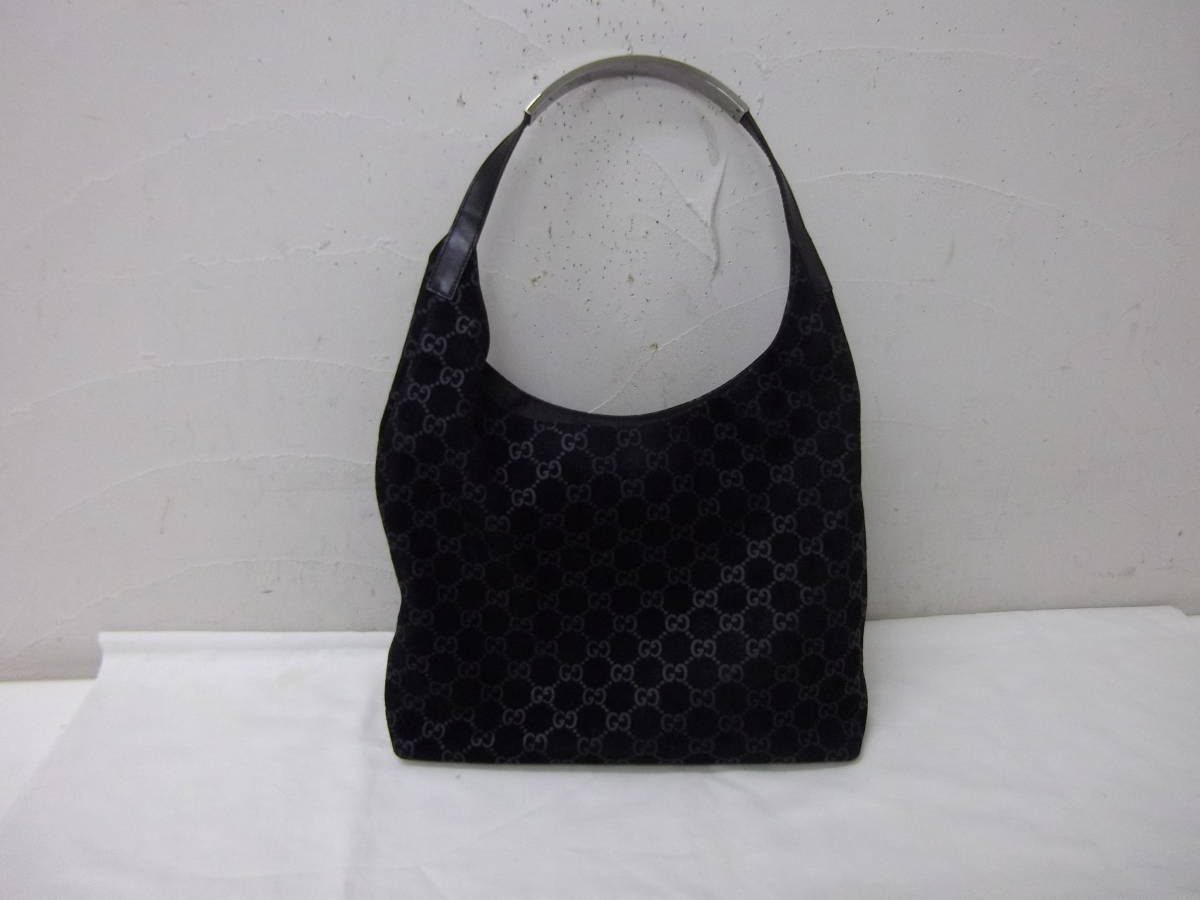 91)☆GUCCI グッチ 001 3297 2684 キャンバス×レザー シルバー金具
