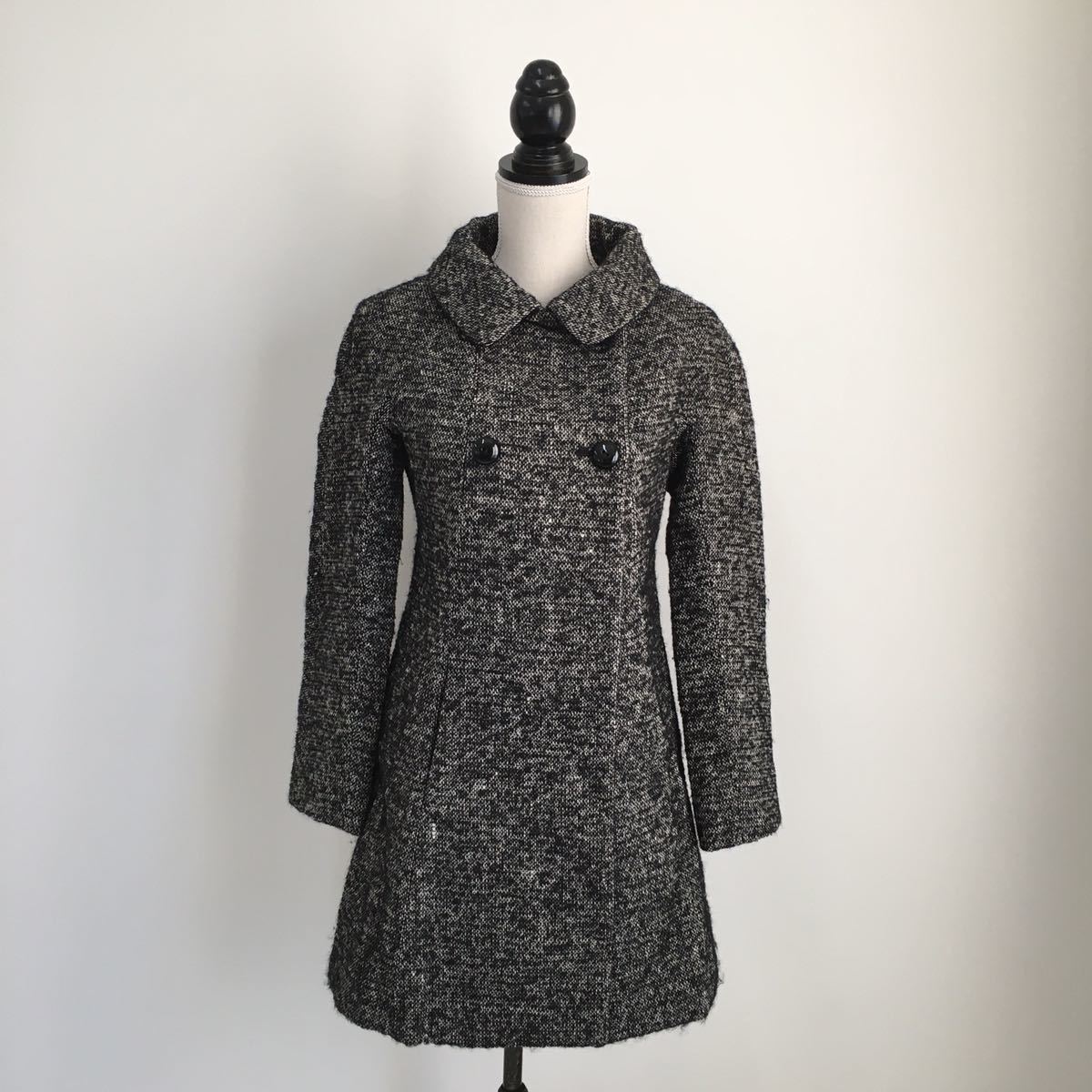 美品 マックスマーラ MaxMara ツイード コート 飾りベルト 送料無料 