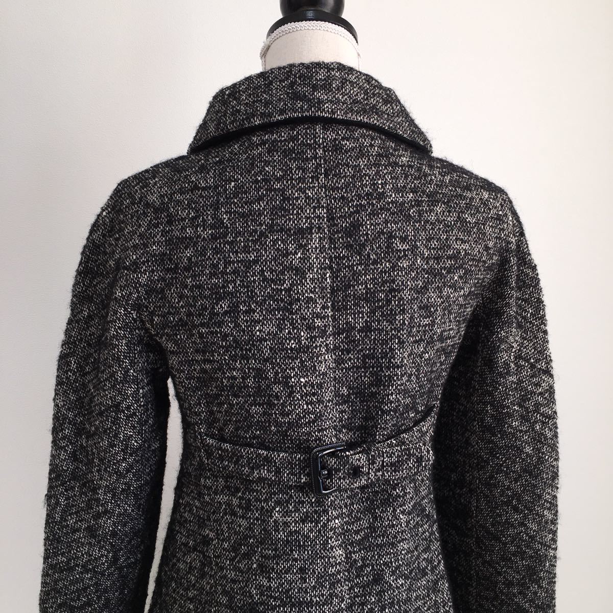 美品 マックスマーラ MaxMara ツイード コート 飾りベルト 送料無料 