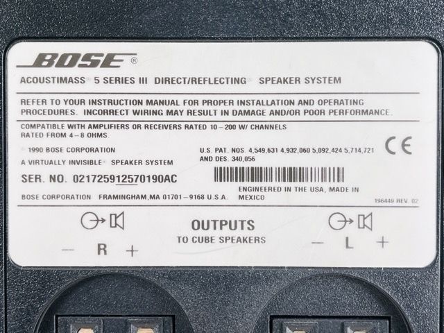 動作保証 BOSE ボーズ Acoustimass5 seriseIII スピーカーシステムキューブスピーカーセット ブラック /C4-8521 0 ボーズ Acoustimass iiiの通販 series AM5