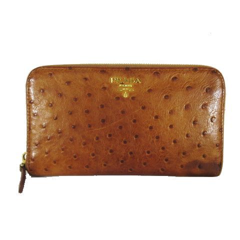 PRADA プラダ オーストリッチ ラウンドジップ 長財布 ラウンド