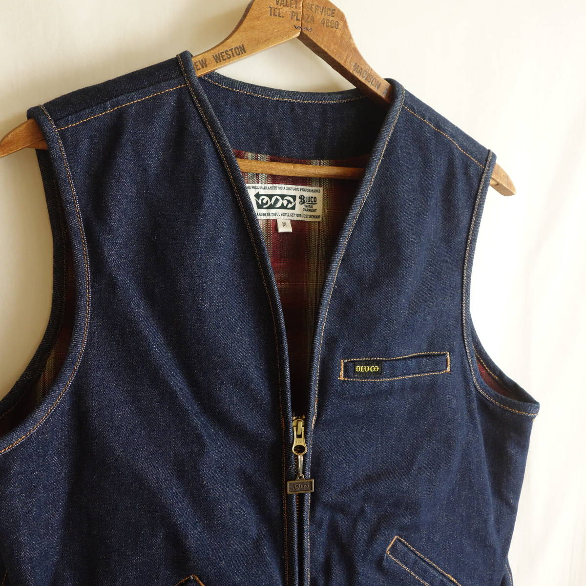 BLUCO WORK GARMENT デニム ワークベスト M】OL-065 ブルコ ジッパー(M 