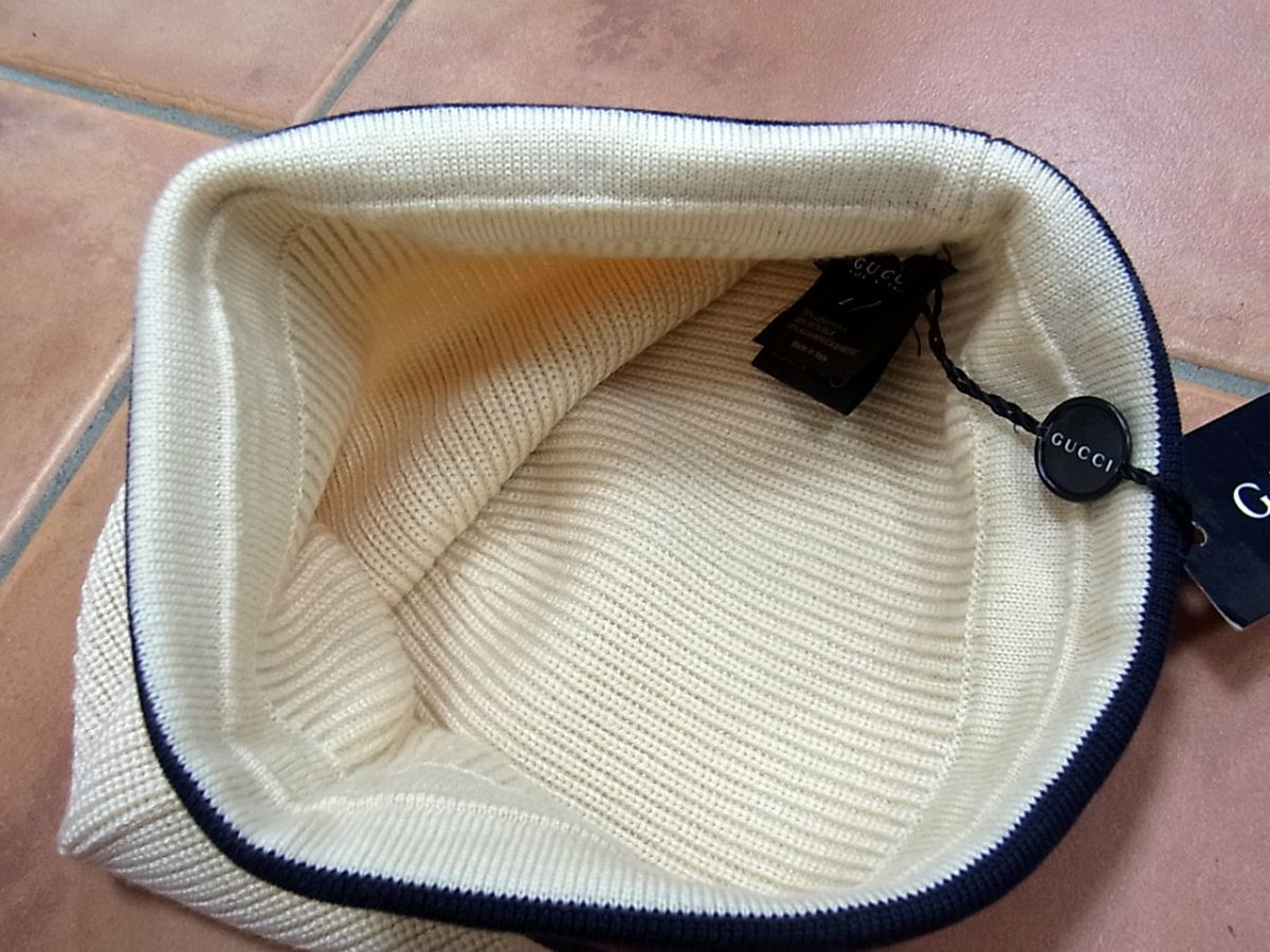 新品◇GUCCI グッチ ウェブ付き ニットキャップ ビーニー シェリー 