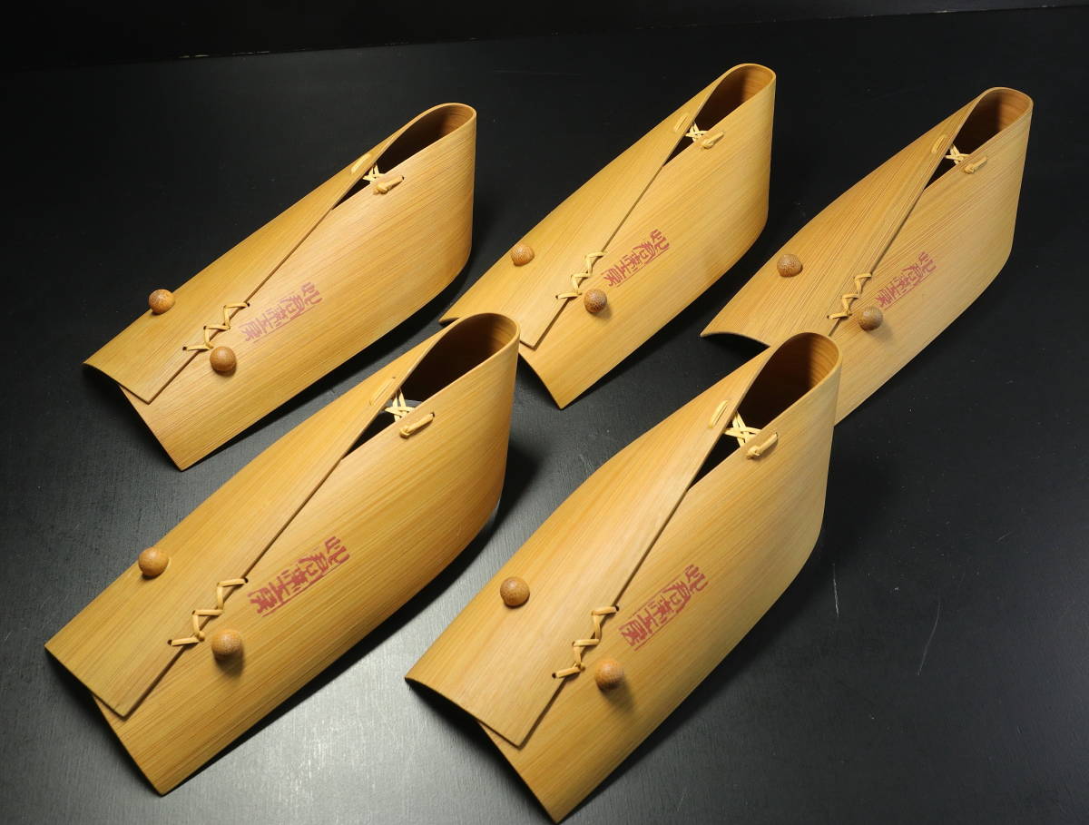 【新品】此君亭工房 竹製おしぼり置き 5客 共箱付 上質竹工芸 大分県　ささ舟 ☆此君亭工房☆菓子皿 ささ舟 五客組☆竹・籐製 おしぼり置き 竹製品