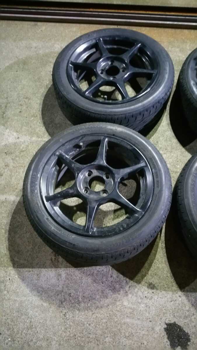 希少 P1レーシング 15×5.5J +42 PCD100 4穴 絶版 165/55R15 タイヤつき 