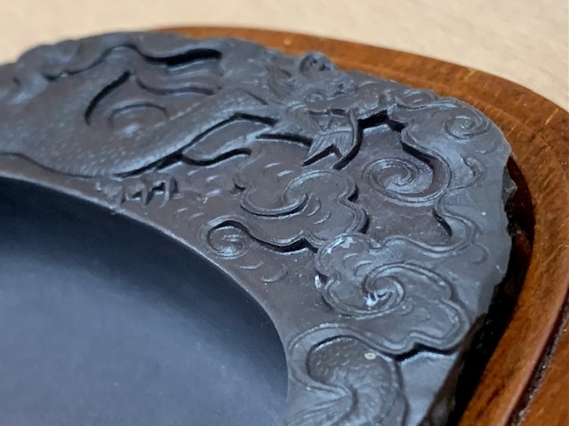 時代物 中国名硯 石刻端硯 端硯 帶盒付(硯入) 協和 石硯 端渓石雲龍彫