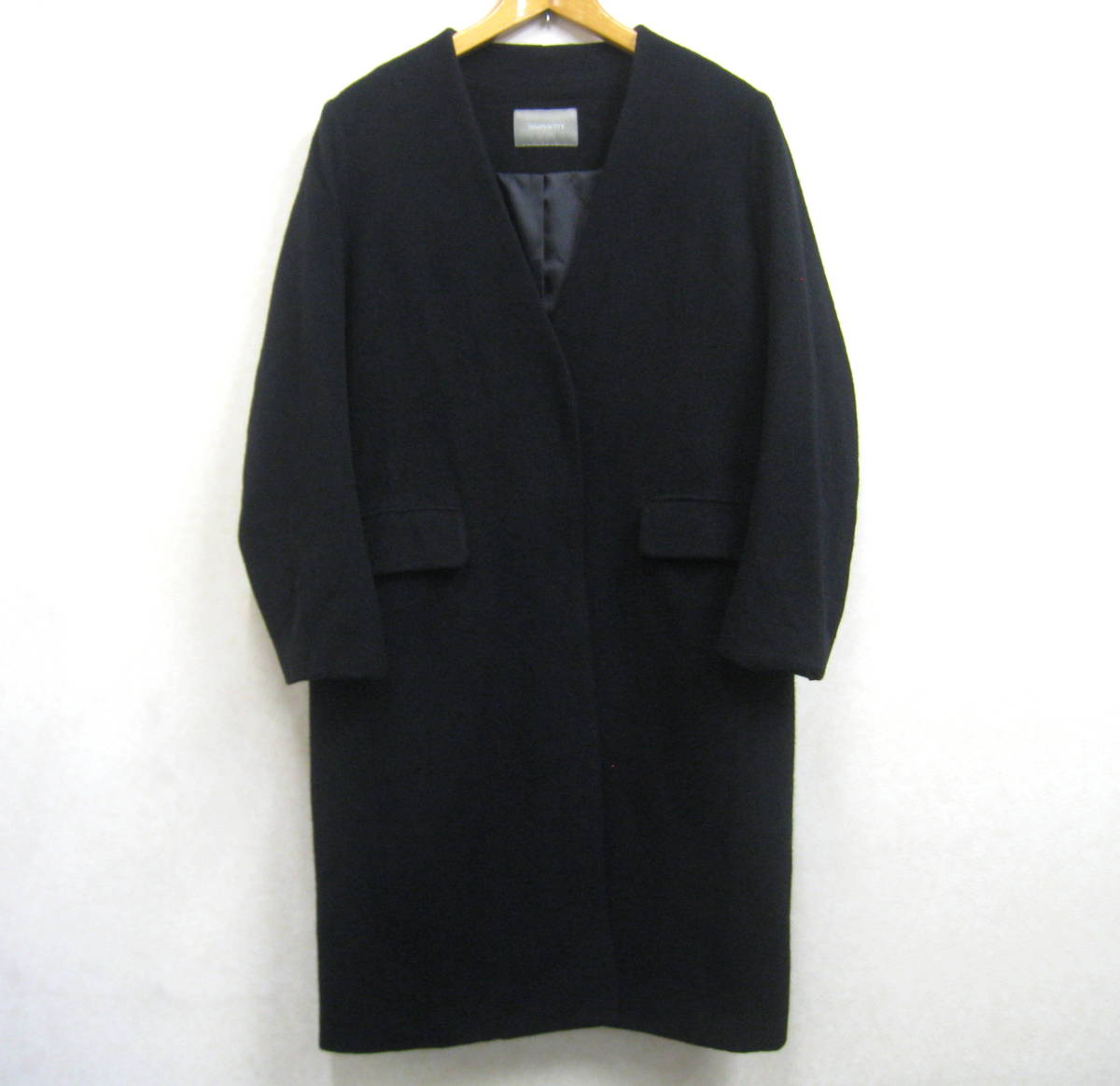 SIMPLICITE◇シンプリシテェ ウール カシミヤ混 ノーカラー コート 