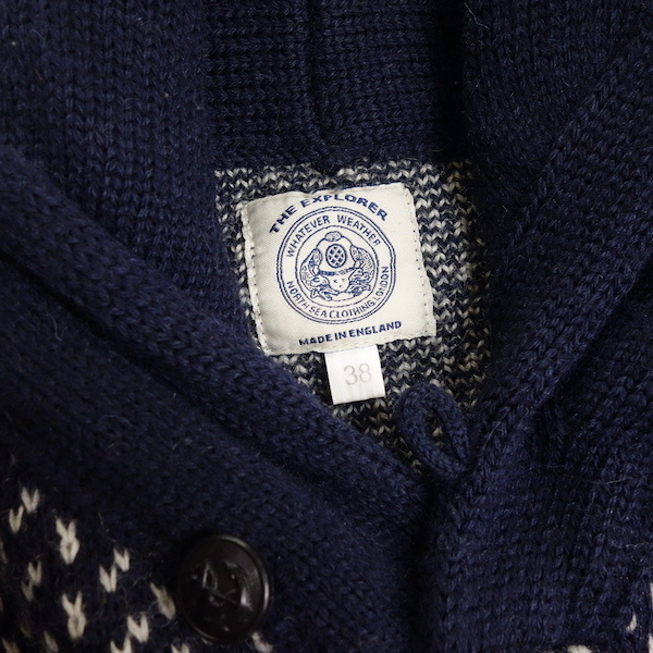英国製 NORTH SEA CLOTHING バーズアイ ショールカラー セーター 38 