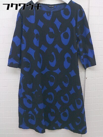 marimekko マリメッコ 総柄 ワンピース 七分袖　38 綿混 ◇ Marimekko マリメッコ 総柄 七分袖 膝丈 ワンピース サイズ38