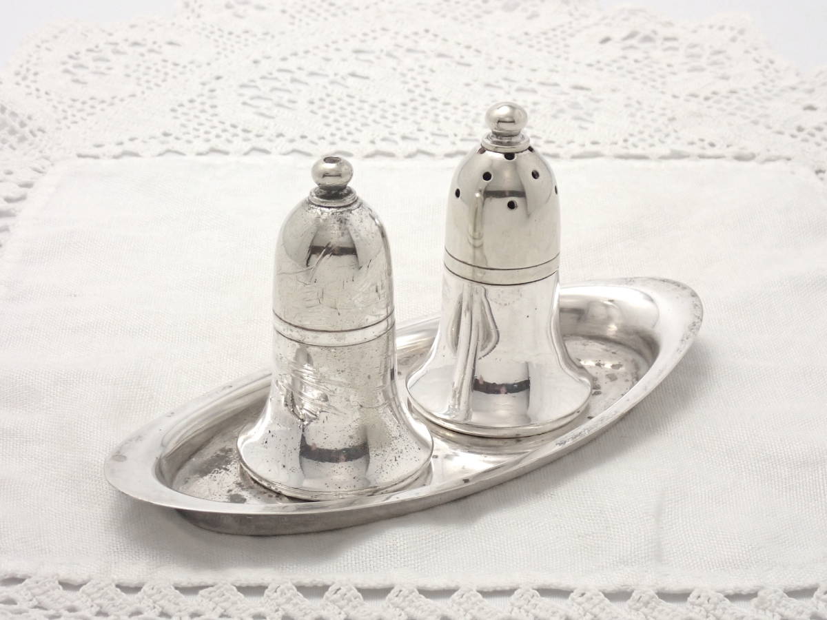 シェルトレイ ペア イギリスアンティーク 純銀 シルバー ソルト入れ