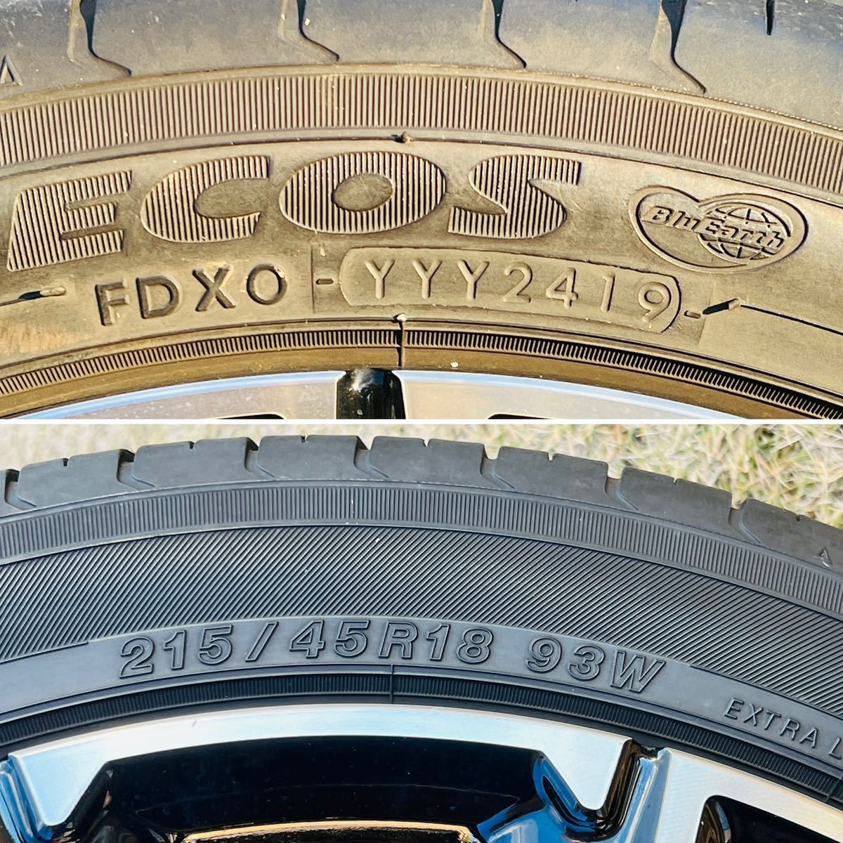【即決送料0円～】トヨタG's／GR SPORT（スポーツ）純正ホイール4本18インチ7J 5H+51（ヨコハマECOS ES31，215/45R18）ノア、ヴォクシー G's ヴォクシー ノア 130系 4-100 トヨタ謹製スポーツコンバージョン