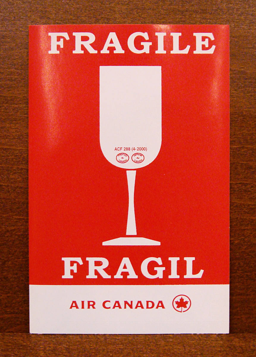 Air Canada エアカナダ 社内使用 Fragile ステッカー フラジャイル フラジール 壊れ物 業務用 ヴィンテージ キャリーケース スーツケース 航空会社別 売買されたオークション情報 Yahooの商品情報をアーカイブ公開 オークファン Aucfan Com