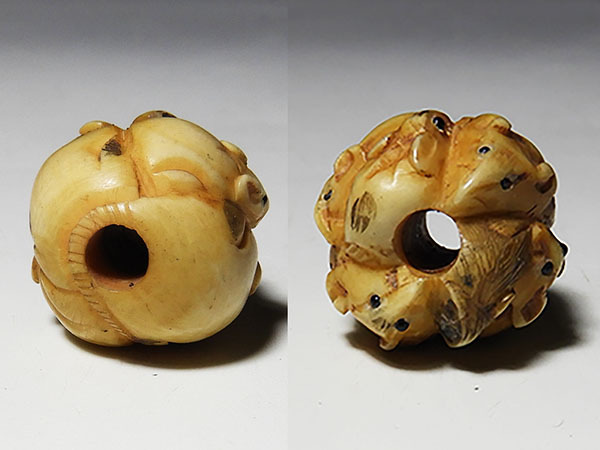 花】提げ物：緒締め玉鼠尽くし 美術品 提げ物 あかえびす堂 緒締め玉