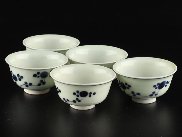 流】中国美術 唐物染付 煎茶碗五客 KD986 煎茶碗」の落札