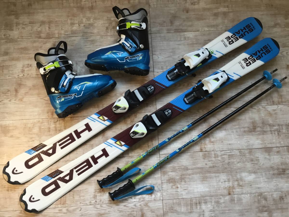 ウィンタースポーツ 【男の子】スキー板 ストック スキー靴 4点セット