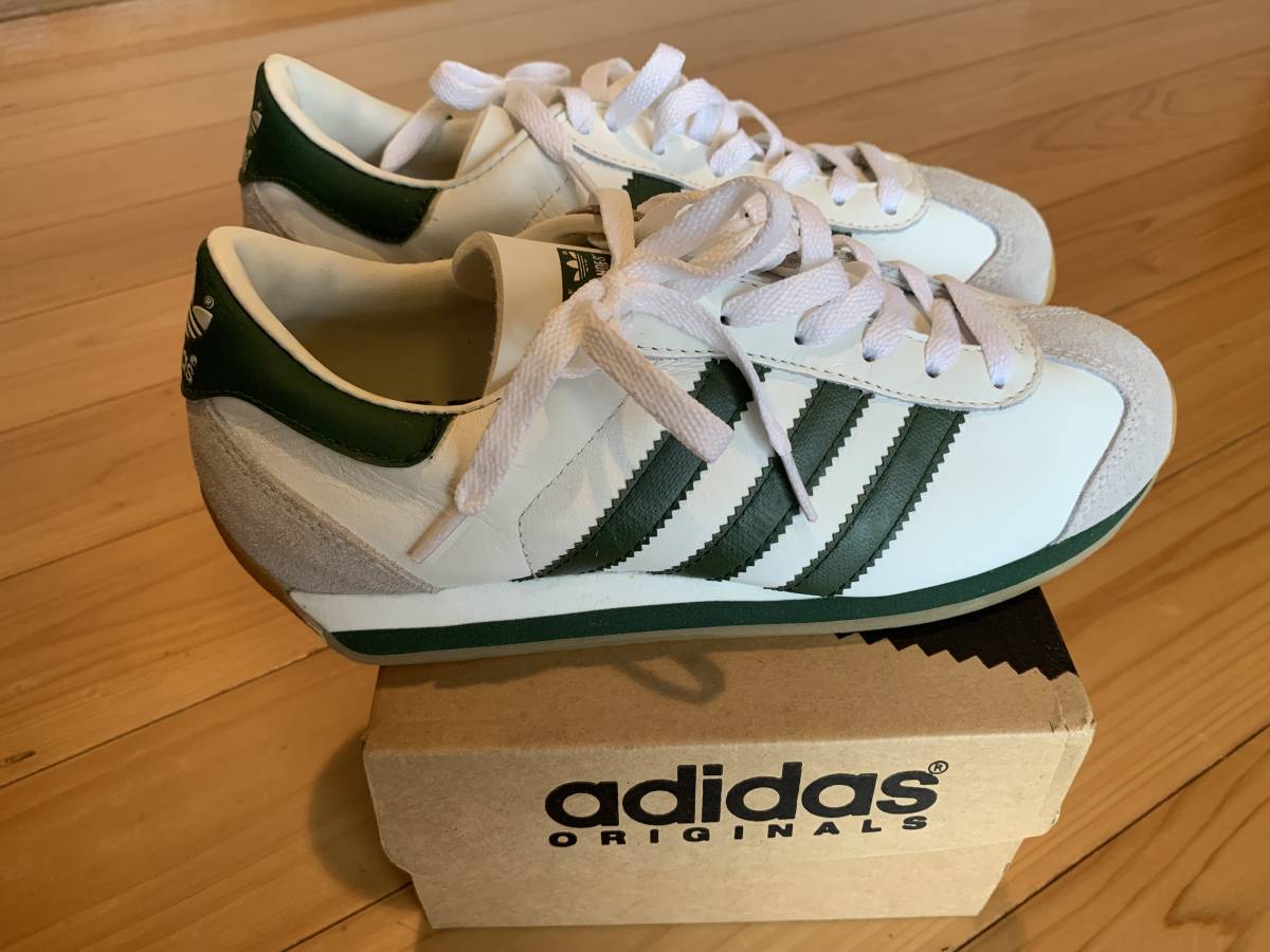 デットストック　未使用　アディダス adidas　カントリー country　白緑　　95年製　元箱付　24.5 デッドストック 未使用 adidas Made in 0