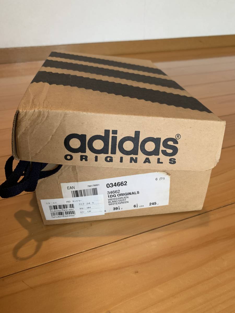 デットストック　未使用　アディダス adidas　カントリー country　白緑　　95年製　元箱付　24.5 デッドストック 未使用 adidas Made in 0