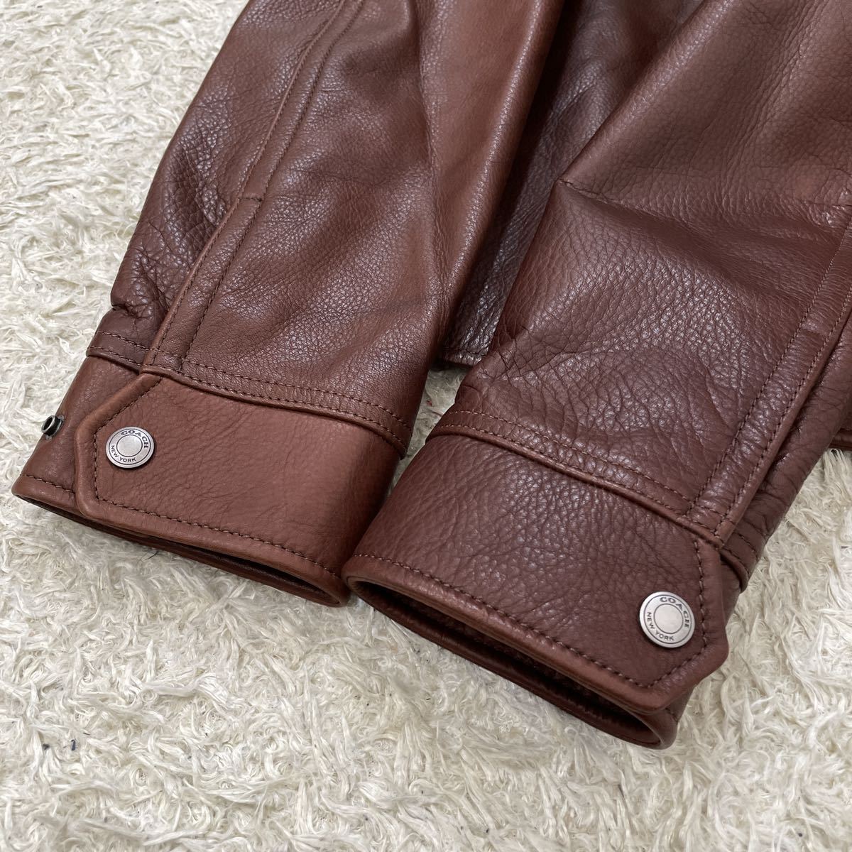 COACH COACHレザージャケット 希少Lサイズ ブラウン／L／カウレザー