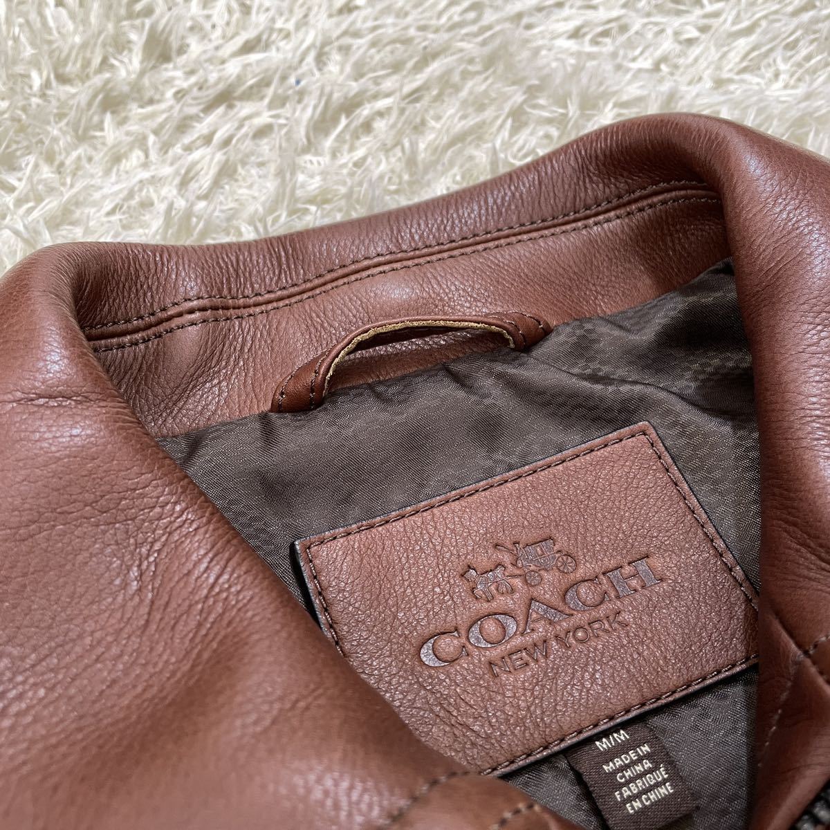 COACH COACHレザージャケット 希少Lサイズ ブラウン／L／カウレザー 