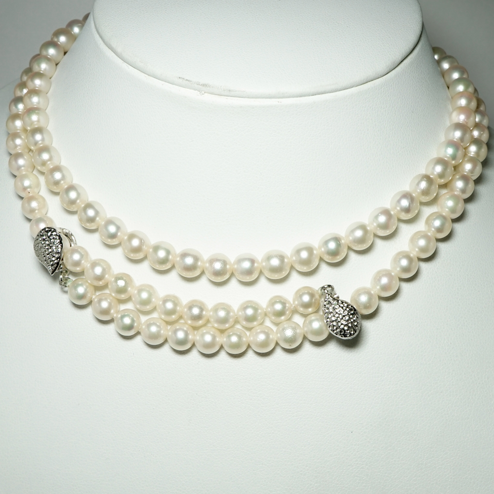 超ロング】 あこや真珠 パールネックレス 85cm 6.4〜6.8mm ピンク 真珠 