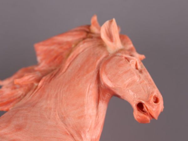 中国古玩 唐物 珊瑚 馬 置物 細密細工 時代物 極上品 初だし品 1439