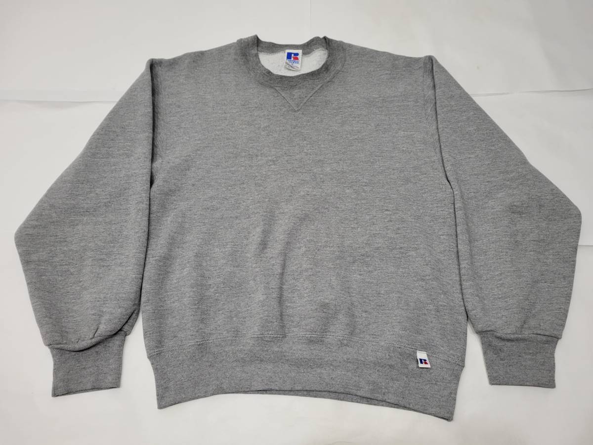 90s ～90s USA製 RUSSELL ラッセル 前Vスウェット 杢グレー M 90年代