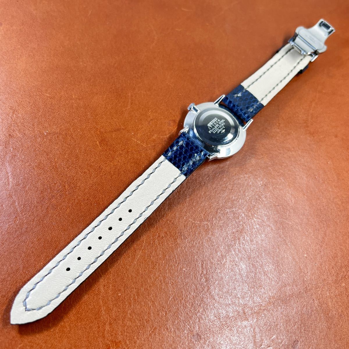 OH済! 極美品! SEIKO Chariot 24石 格子柄文字盤 リザード本革手縫い
