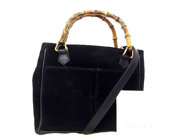 全国無料，大人気 1円 GUCCI グッチ 000 122 0316 バンブー スエード&times;レザー ゴールド金具 2WAY ハンドバッグ ショルダーバッグ ブラック系 P6012uN(バンブーライン)｜売買されたオークション情報、yahooの商品情報 かばん、バッグ