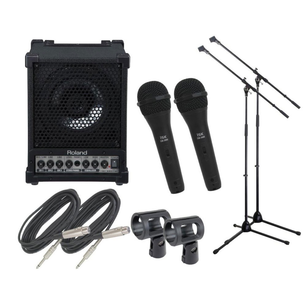 【定番】 s13934 ROLAND CM-30 ポータブルミキシングモニター マイクケーブル付きダイナミックマイク 2本 マイクスタンド 2本 簡易PA 5点セット(パワードスピーカー)｜売買されたオークション情報、yahooの パワードスピーカー