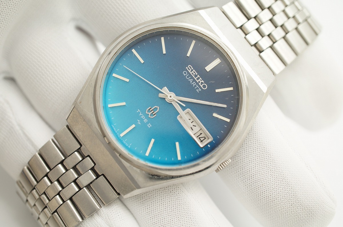 A363□作動良好 SEIKO セイコー TYPEⅡ タイプ2 デイデイト 青 