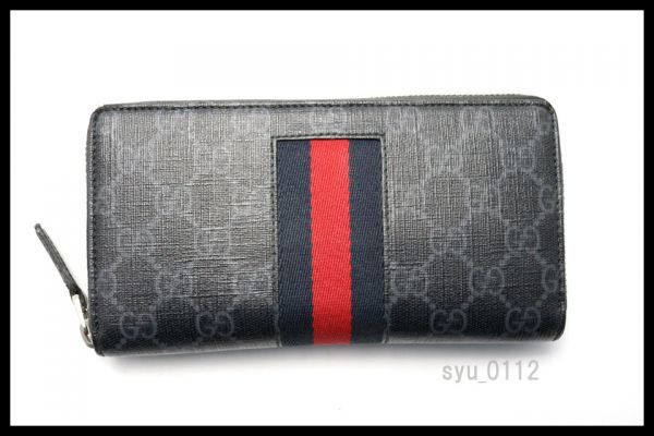 近年モデル希少美中古■GUCCI GGスプリーム レザー ラウンドファスナー 長財布 グッチ■0113gg389-3K