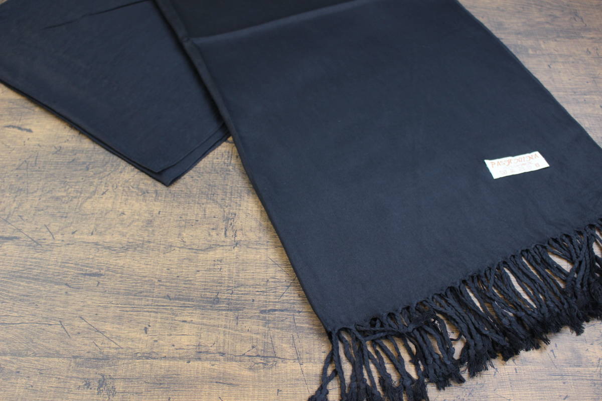 新品【Pashmina パシュミナ】ブラック 黒 BLACK 無地 Plain 大判  
