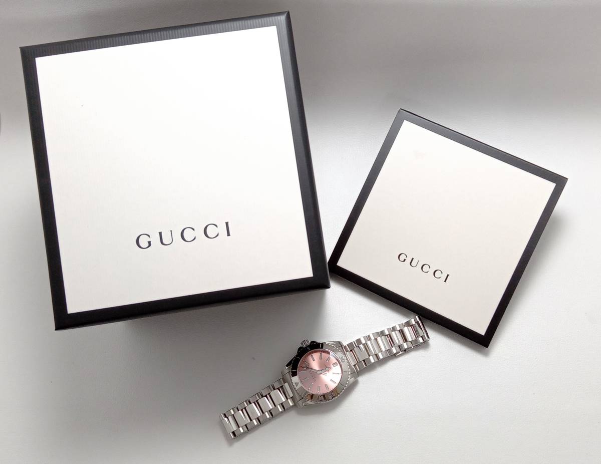 GUCCI グッチ Dive ダイブ YA136401文字盤ピンク ベゼル デイト