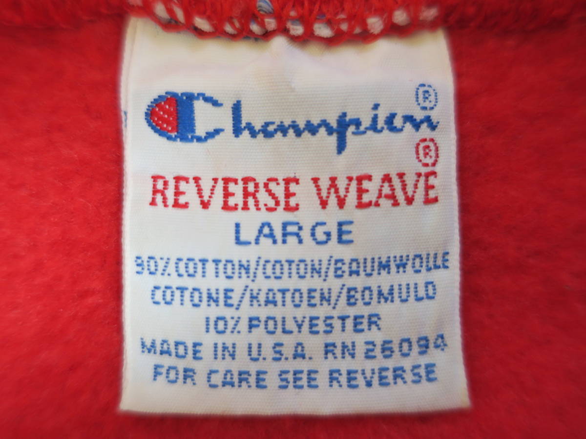 チャンピオン サイズL リバースウィーブ 90s 刺繍タグ アメリカ製 レッド ホワイト ラバープリント coors cutter 刺繍タグ リバースウィーブ 90s グレー サイズLブランド リバースウィーブ刺繍タグ