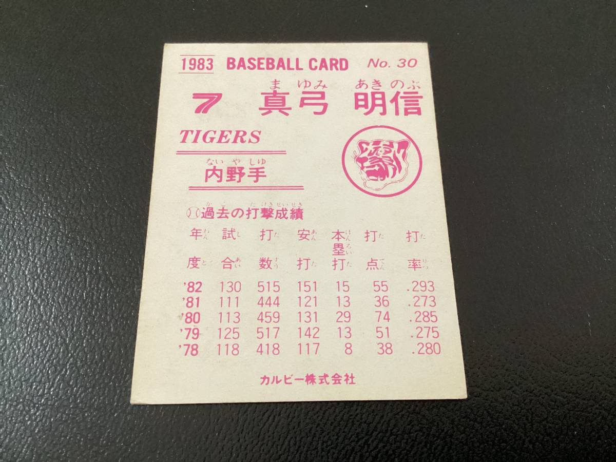 良品 レア カルビー83年 BASEBALL CARD版 真弓（阪神）No.30 プロ野球 