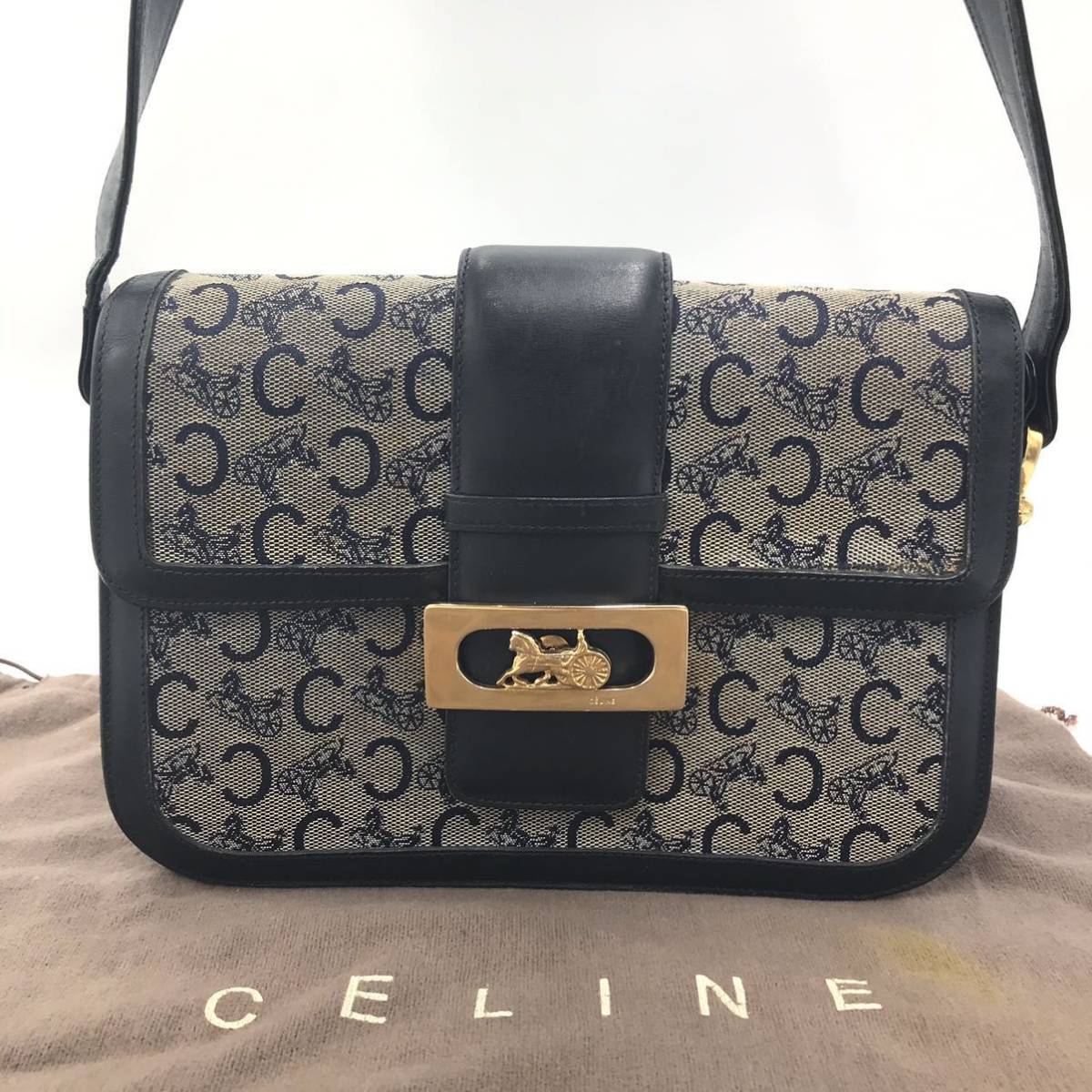 1円～ 最高級 美品 CELINE セリーヌ 馬車金具 Cサルキー マカダム 