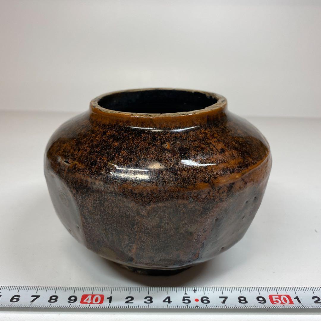李朝 公式通販 朝鮮 R4425B M 時代箱付 鶴首瓶 黒釉壷 骨董