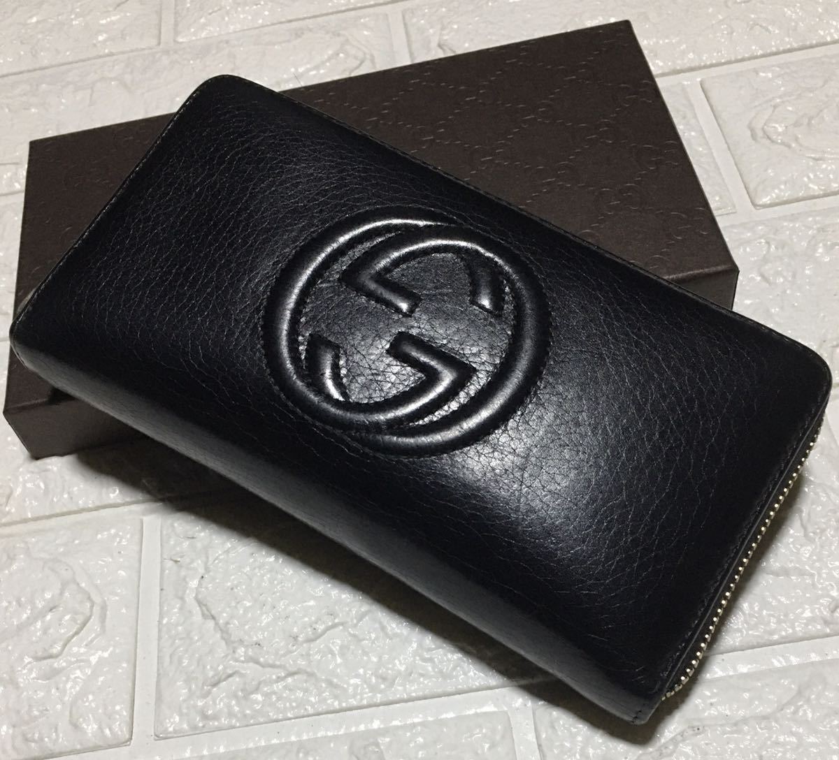Yahoo!オークション 良品／鑑定済みGUCCIソーホーGGラウンドファスナ