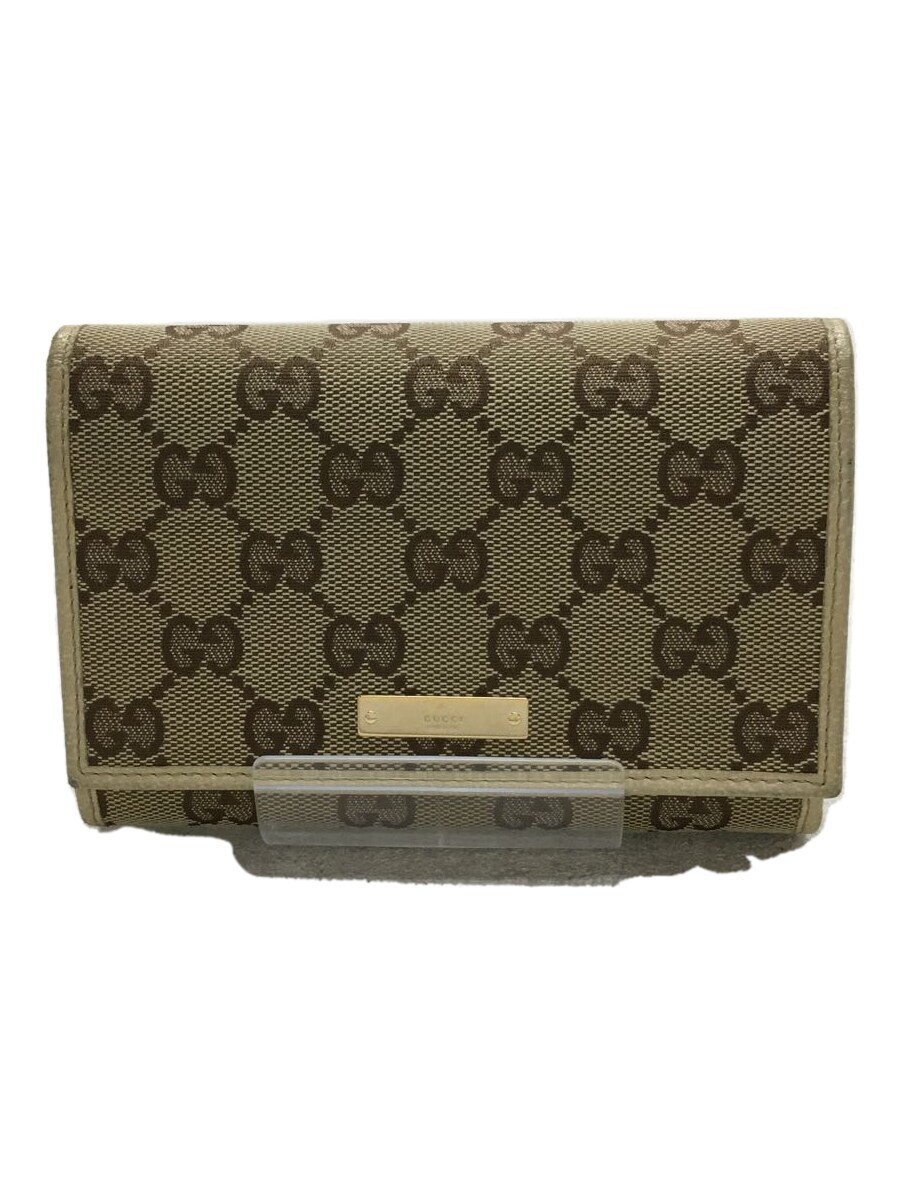 GUCCI◇2つ折り財布/キャンバス/BEG/総柄/154258 2つ折り財布_GG