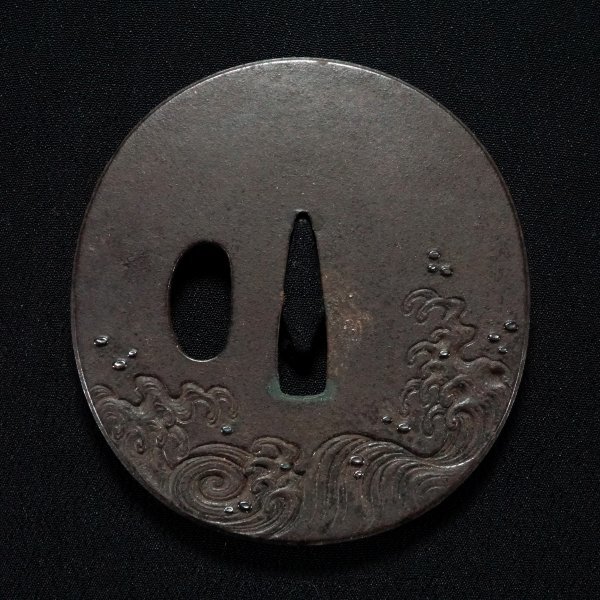 美術品・アンティーク・コレクション 赤銅金象嵌鐔(つば) 短刀 喰出鐔 鍔