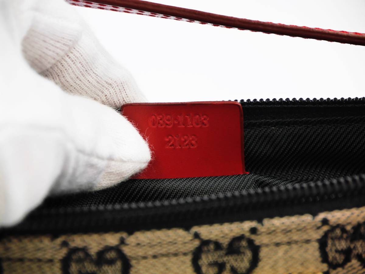 極美品】GUCCI グッチ GGキャンバス×レザー アクセサリーポーチ 039