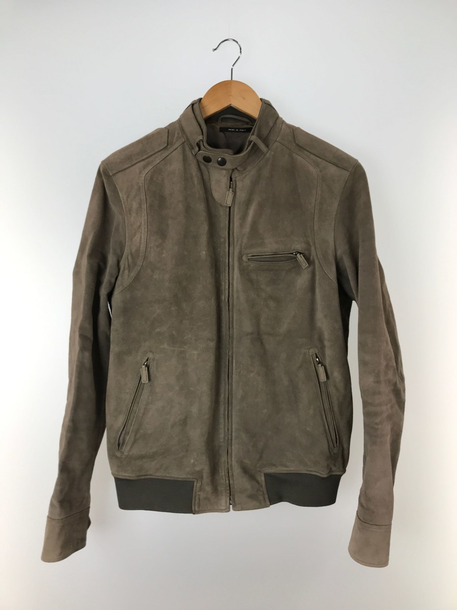 GUCCI レザージャケット・ブルゾン⁄48⁄牛革⁄GRY⁄無地 レザー (グッチ 