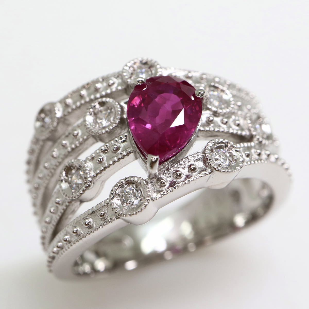 水野薫子(ミズノ カオルコ)】天然ルビーリング 1.16ct D0.11ct Pt900 