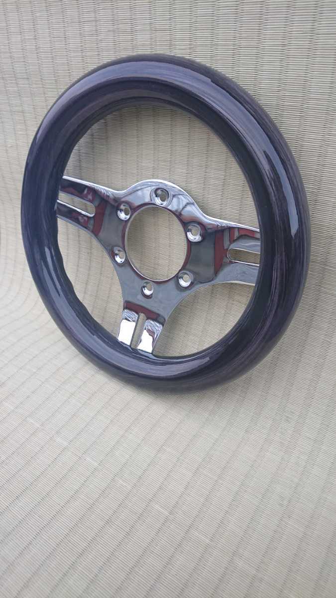 美品】オリジナル 23.5パイ小径ウッドステアリング 軽カー 旧車 当時物  