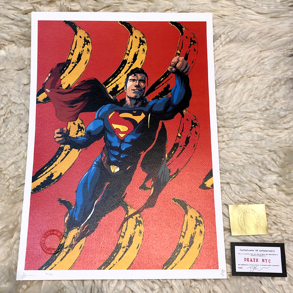 DEATH NYC シルクスクリーン 9/10限定 2020年作 世界限定100枚 2020年 新作正規品 DEATH NYC スーパーマン MARVEL