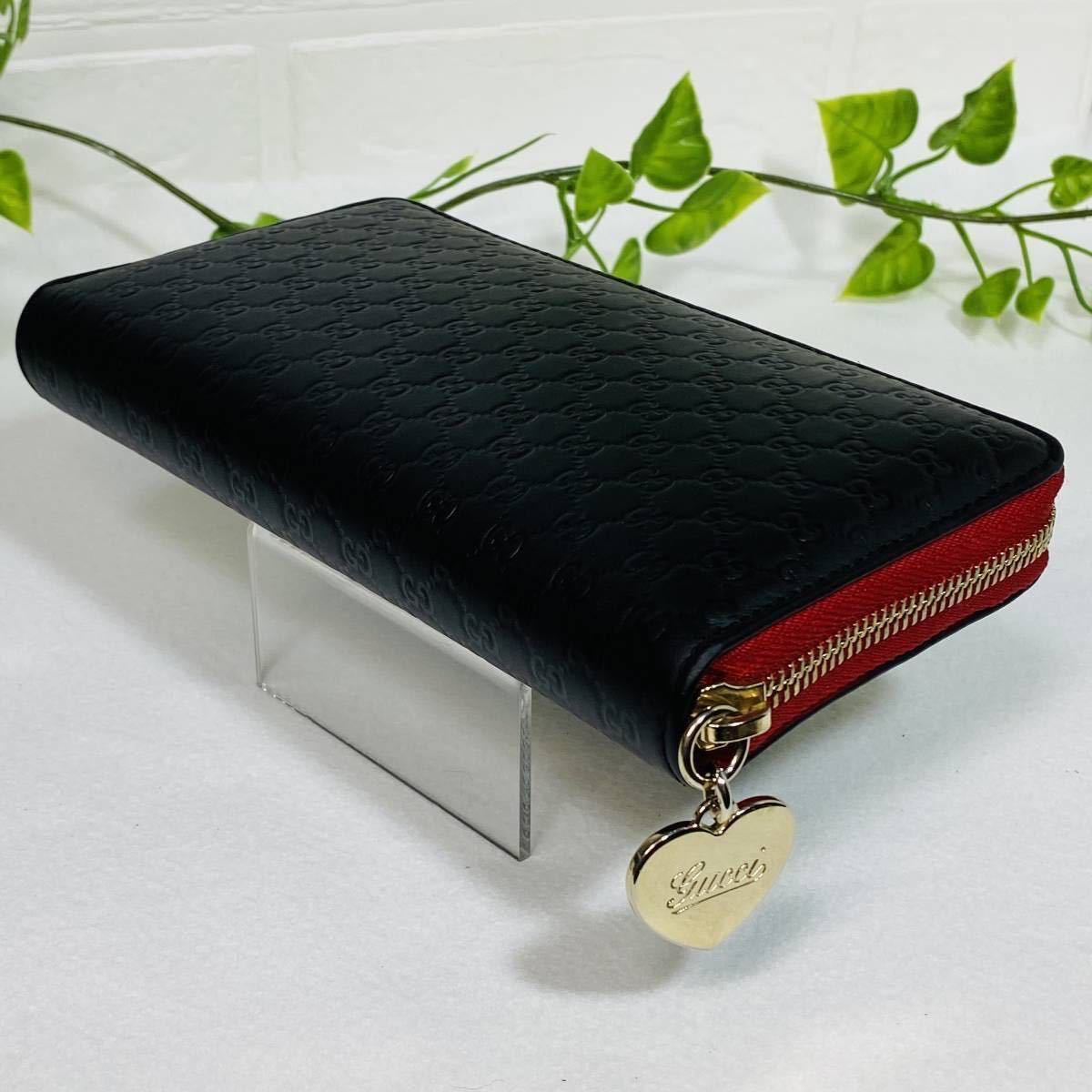 極美品〕GUCCI グッチ マイクログッチシマ ラウンドファスナー レザー